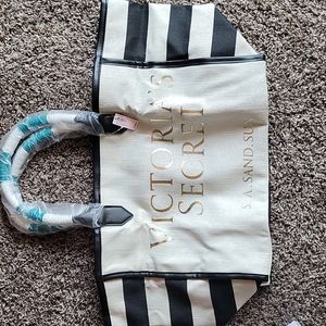 NWT Victoria's Secret Striped Canvas Tote